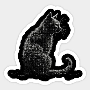 Retro Cat ASCII Computer Science Men Women Funny Black Cat Sticker